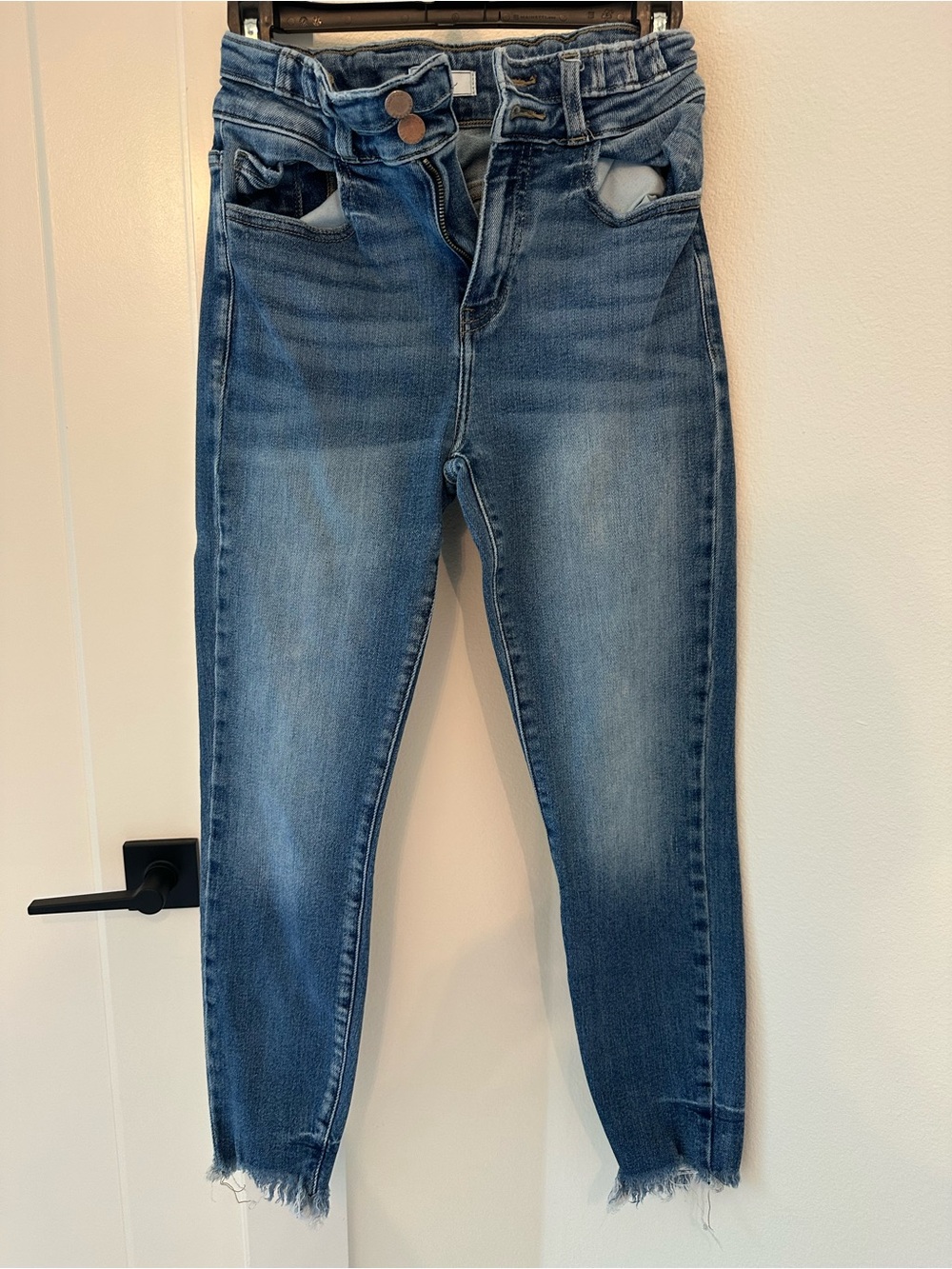 KanCan Blue High-Rise Cropped Raw Hem Skinny Jeans